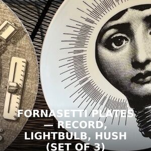 Fornasetti Wall Plates - 3 - Record, Hush, Lightbulb